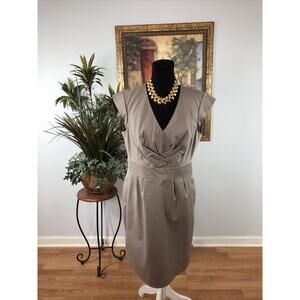 Worthington Women’s Plus 16 Sheath Dress – Taupe Cap Sleeve Tailored Career Wear